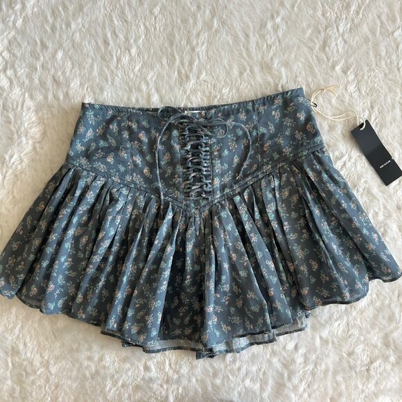Blue Floral Mini Skort free people style - Picture 1 of 5